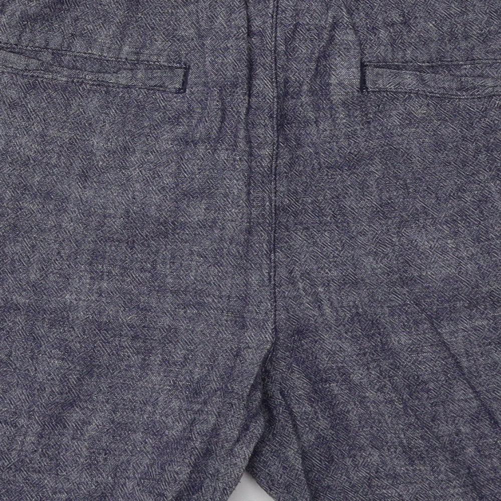 M&Co Womens Blue  Linen Paperbag Shorts Size 14 L10 in Regular Button