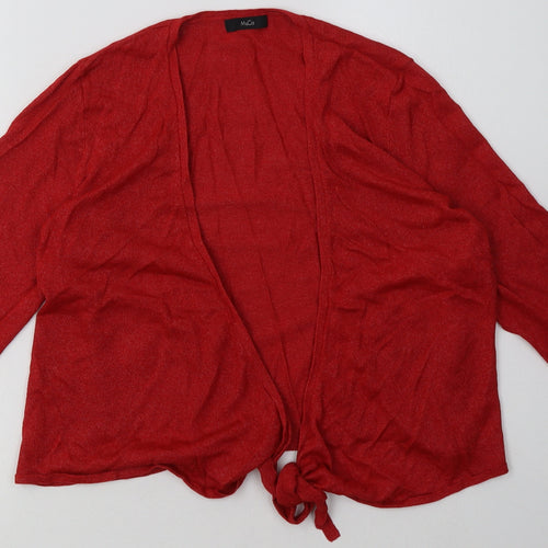 M&Co Womens Red V-Neck  Viscose Cardigan Jumper Size 12