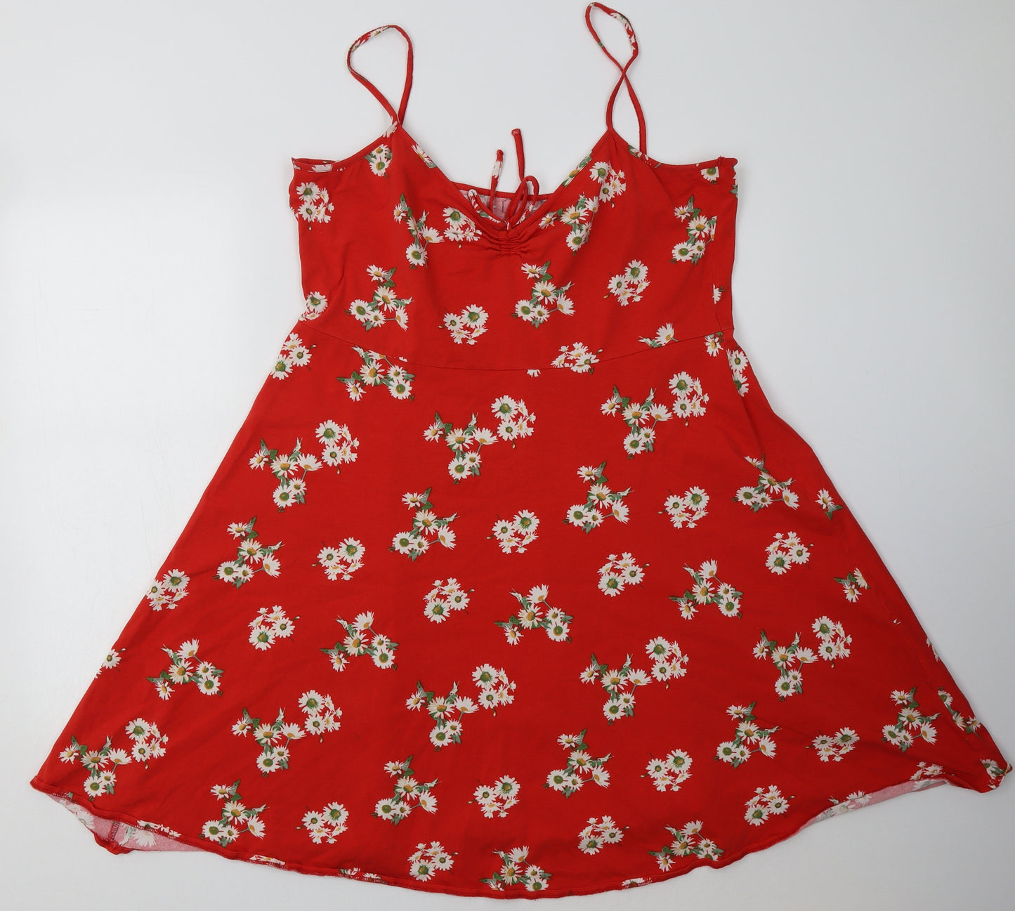 Dorothy Perkins Womens Red Floral Cotton A-Line  Size 18  V-Neck Pullover