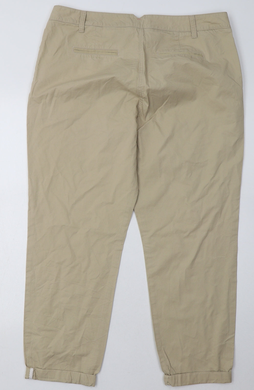 NXT Womens Beige  Cotton Chino Trousers Size 14 L29 in Regular Button