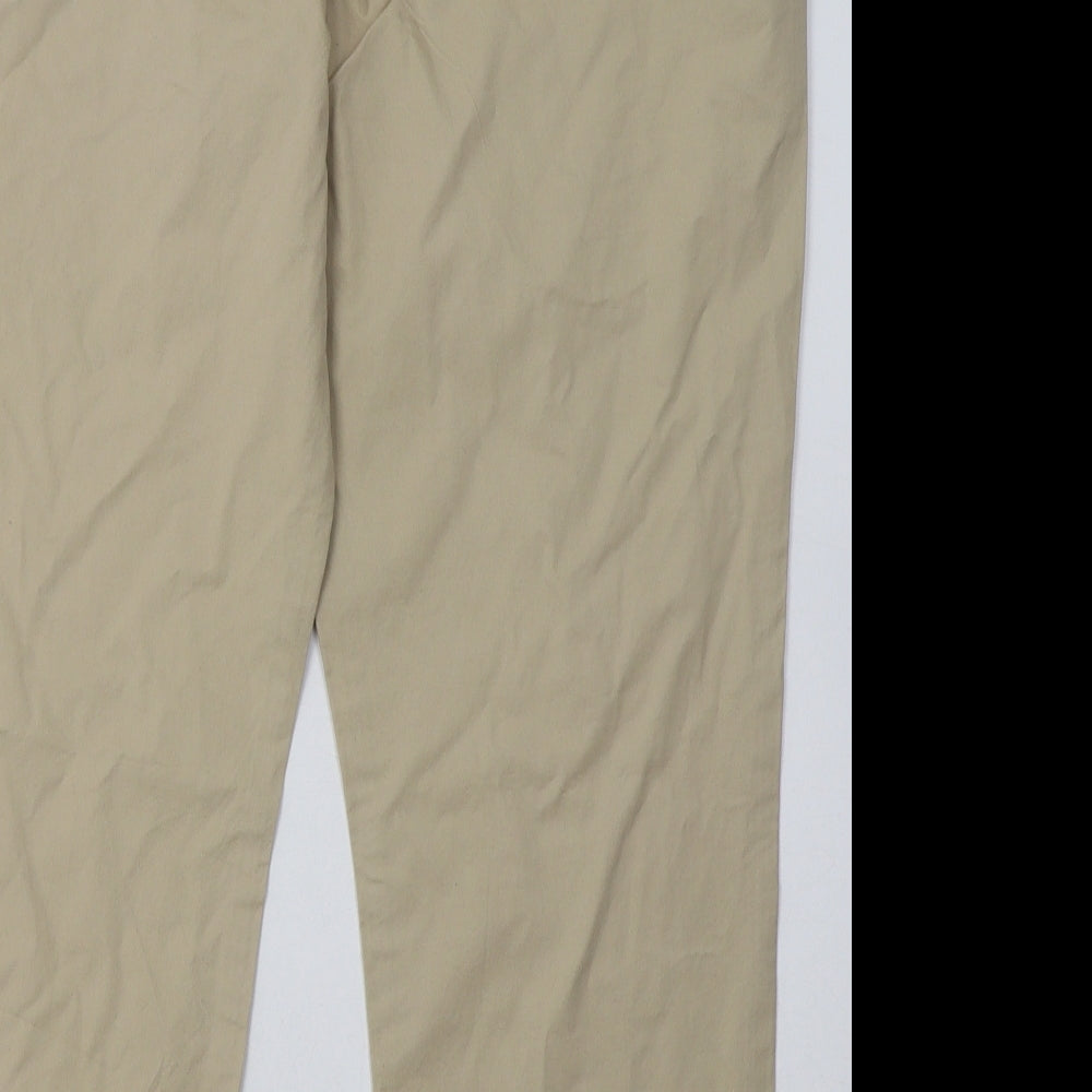 NXT Womens Beige  Cotton Chino Trousers Size 14 L29 in Regular Button