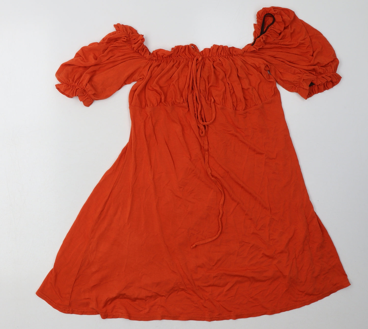 PRETTYLITTLETHING Womens Orange  Viscose A-Line  Size 12  Off the Shoulder Pullover