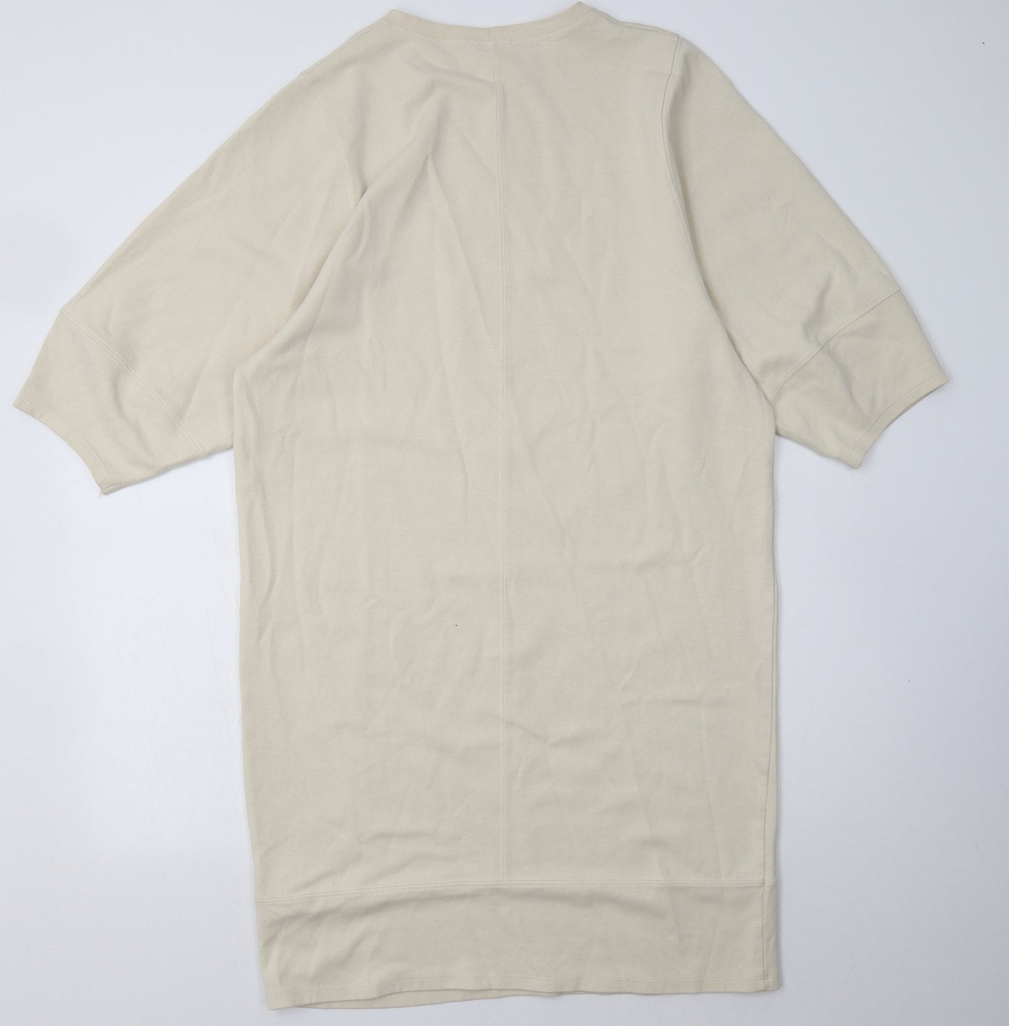 Zara Womens Beige  Cotton T-Shirt Dress  Size M  Crew Neck Pullover