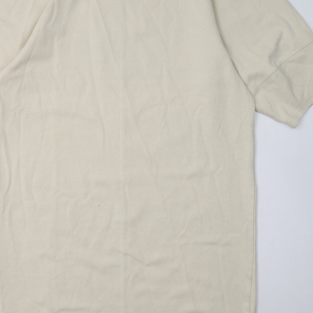 Zara Womens Beige  Cotton T-Shirt Dress  Size M  Crew Neck Pullover