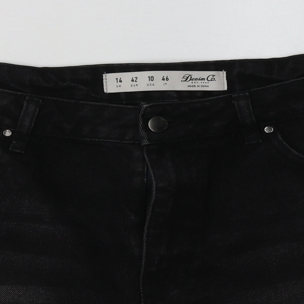 Primark Womens Black  Cotton Bermuda Shorts Size 14 L6 in Regular Button