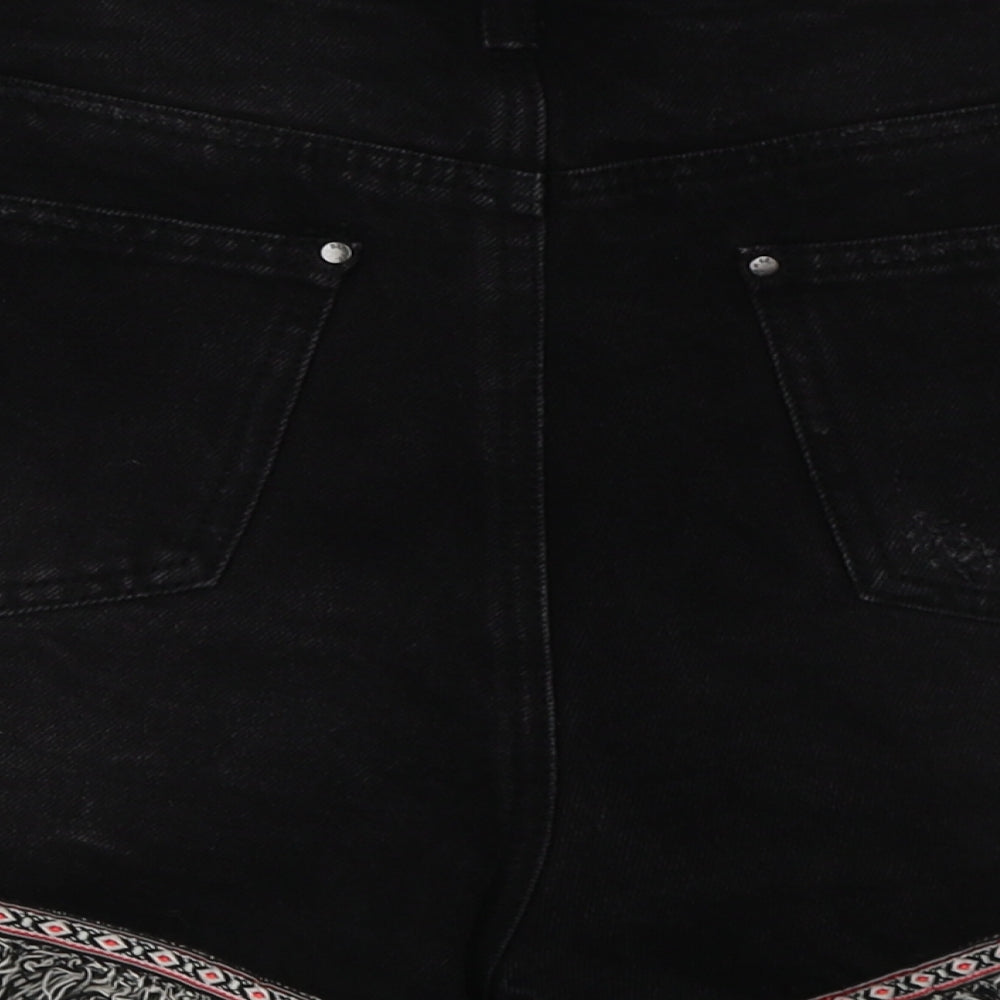 Primark Womens Black  Cotton Bermuda Shorts Size 14 L6 in Regular Button