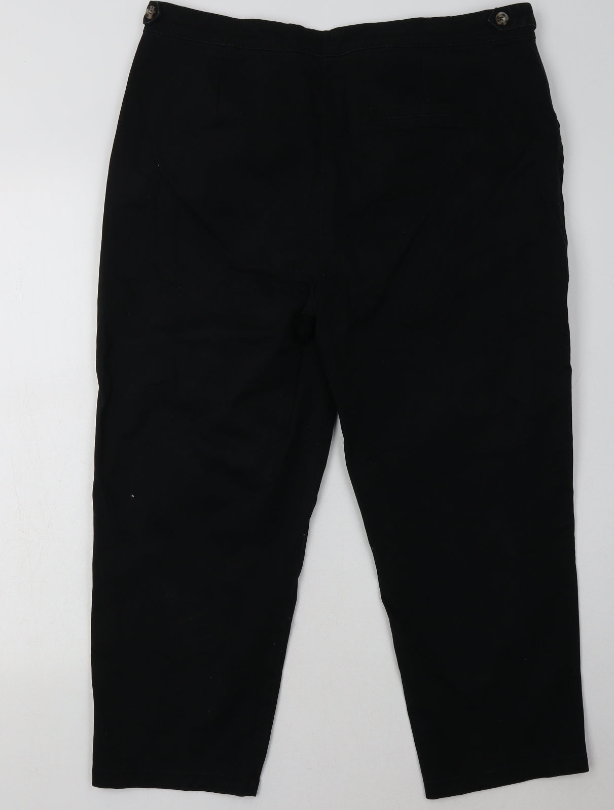 Matalan Womens Black  Cotton Cropped Trousers Size 16 L23 in Regular Button