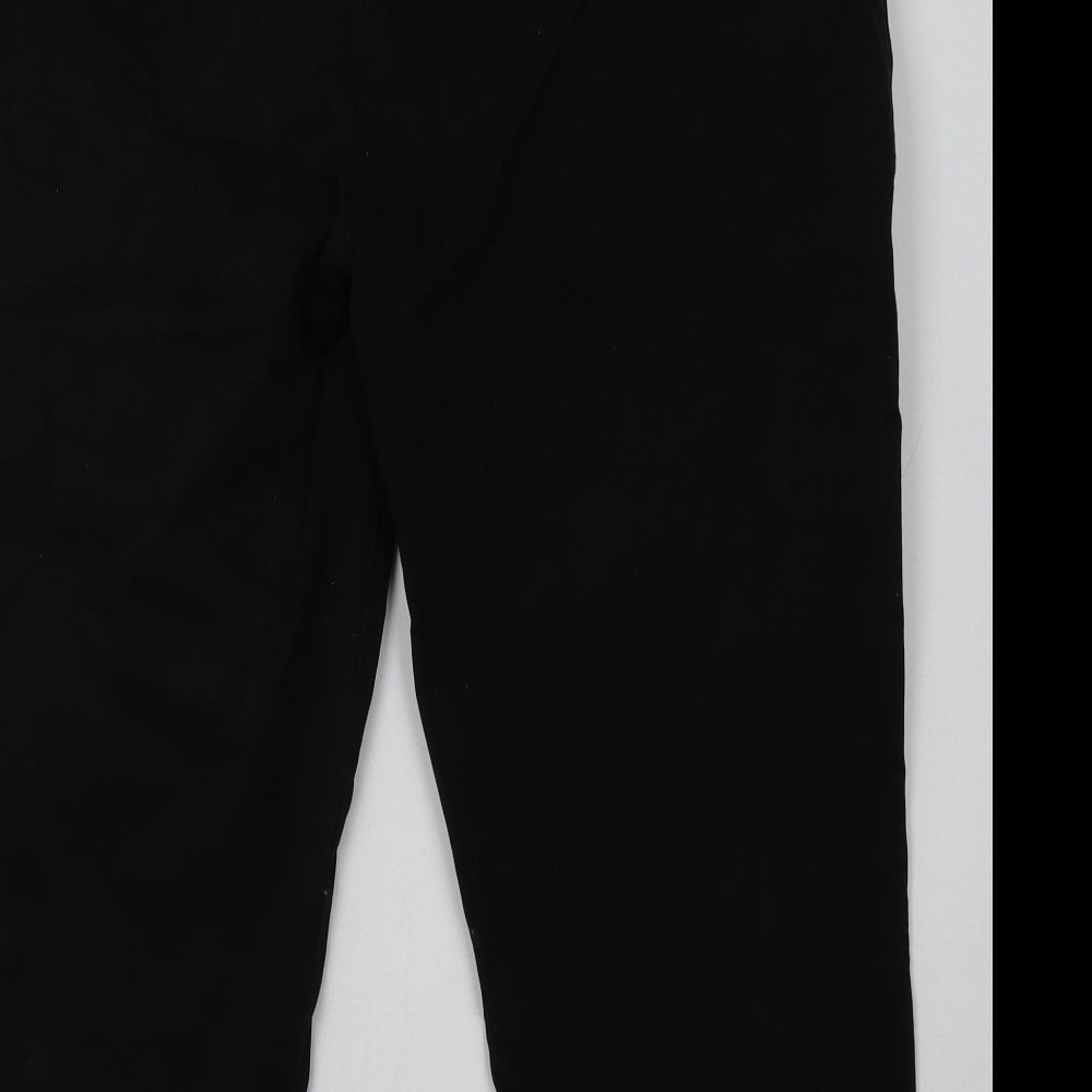 Matalan Womens Black  Cotton Cropped Trousers Size 16 L23 in Regular Button