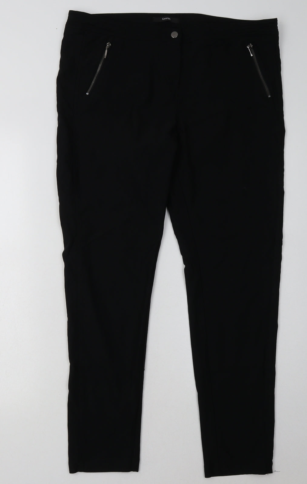 George Womens Black  Viscose Capri Trousers Size 16 L31 in Regular Buckle