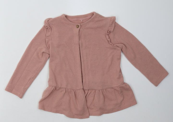 George Girls Pink Crew Neck  Polyester Cape Jumper Size 3-4 Years  Button
