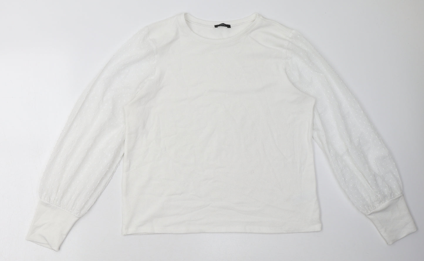 M&Co Womens White  Cotton Pullover Sweatshirt Size 14  Pullover