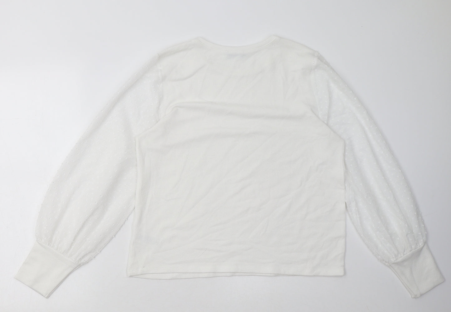 M&Co Womens White  Cotton Pullover Sweatshirt Size 14  Pullover