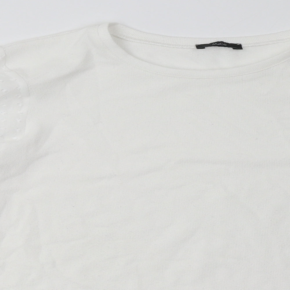 M&Co Womens White  Cotton Pullover Sweatshirt Size 14  Pullover