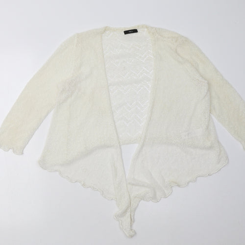 M&Co Womens White V-Neck  Acrylic Cardigan Jumper Size 12