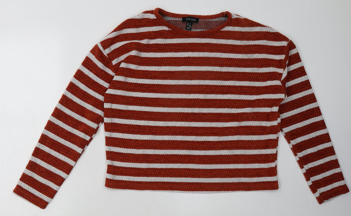 New Look Womens Brown Striped Polyester Pullover Sweatshirt Size M  Pullover
