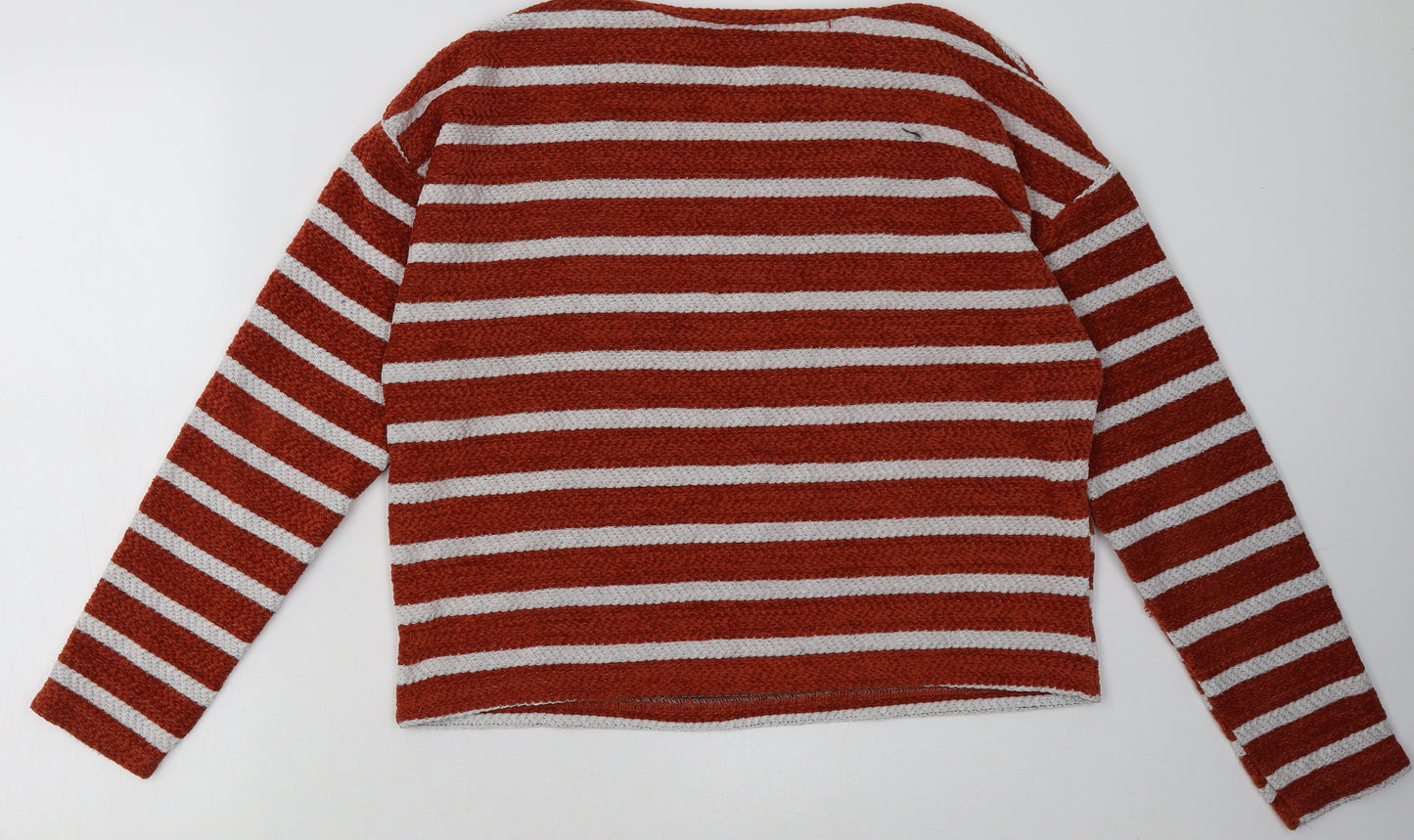 New Look Womens Brown Striped Polyester Pullover Sweatshirt Size M  Pullover