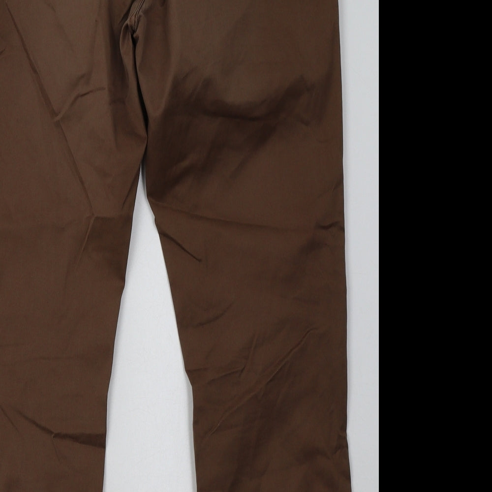 Marks and Spencer Mens Brown  Cotton Chino Trousers Size 34 L29 in Regular Button