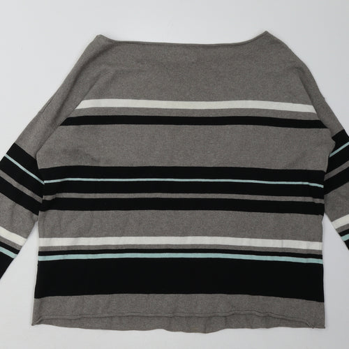 Marks and Spencer Womens Grey Striped Cotton Pullover Sweatshirt Size 8  Pullover