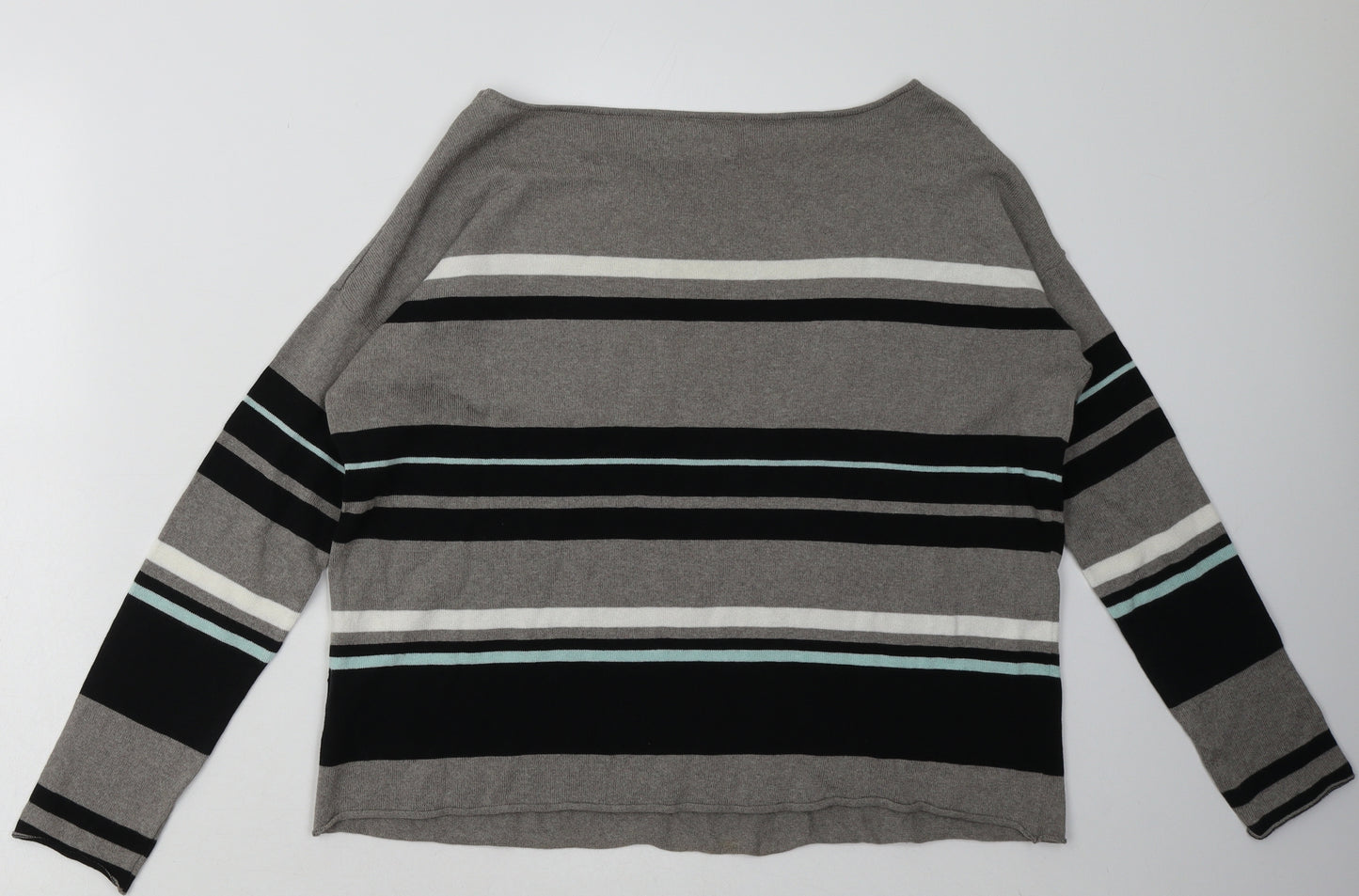 Marks and Spencer Womens Grey Striped Cotton Pullover Sweatshirt Size 8  Pullover