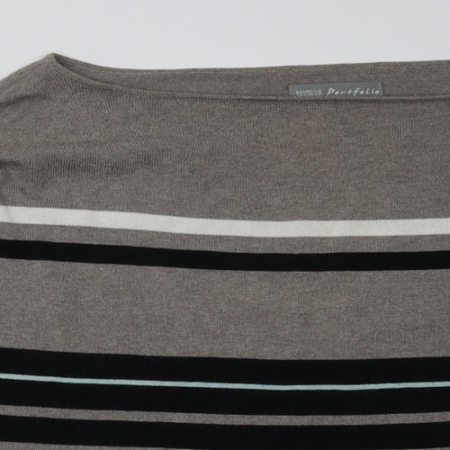 Marks and Spencer Womens Grey Striped Cotton Pullover Sweatshirt Size 8  Pullover