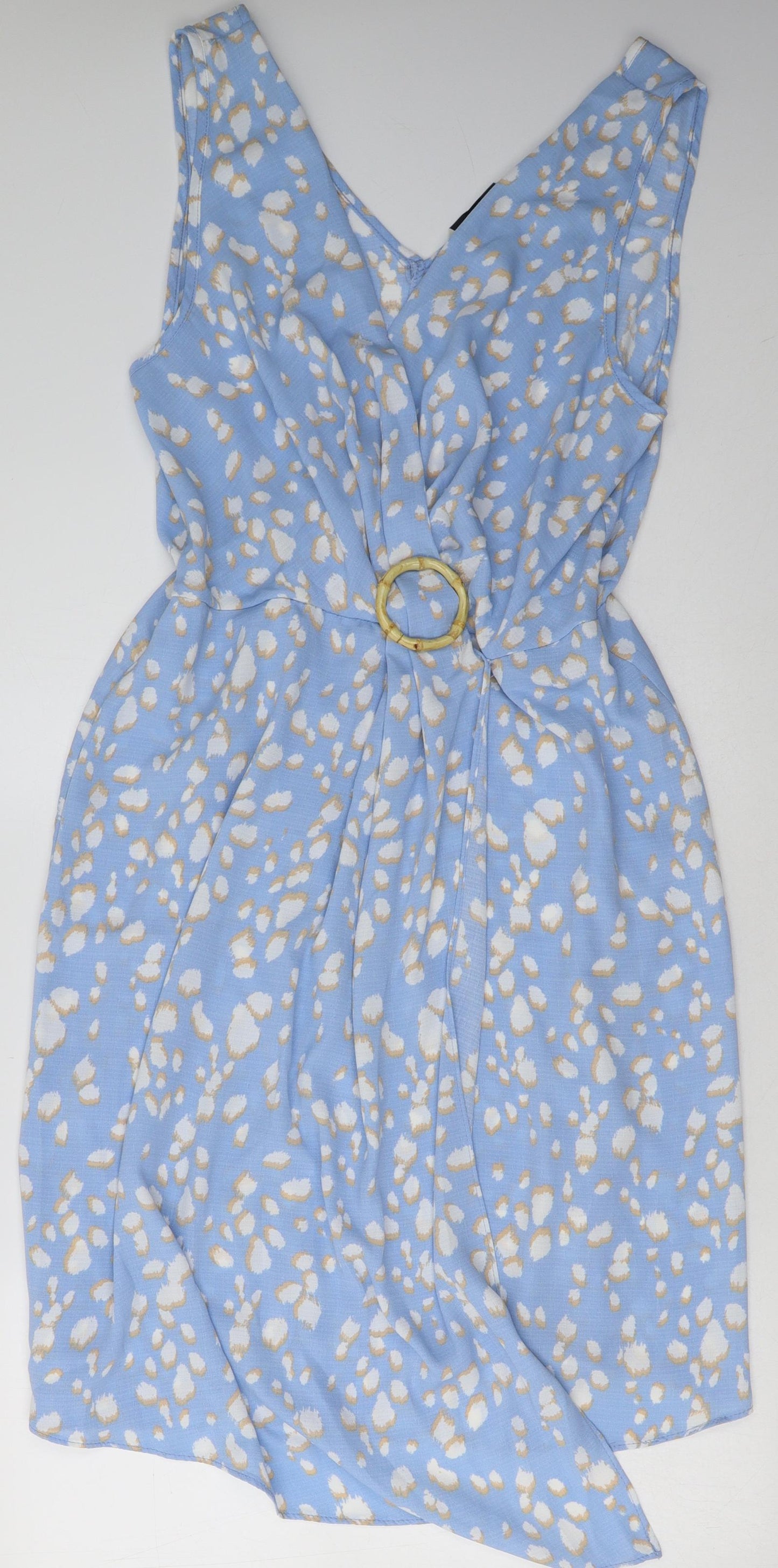 George Womens Blue Animal Print Polyester A-Line  Size 14  V-Neck Pullover