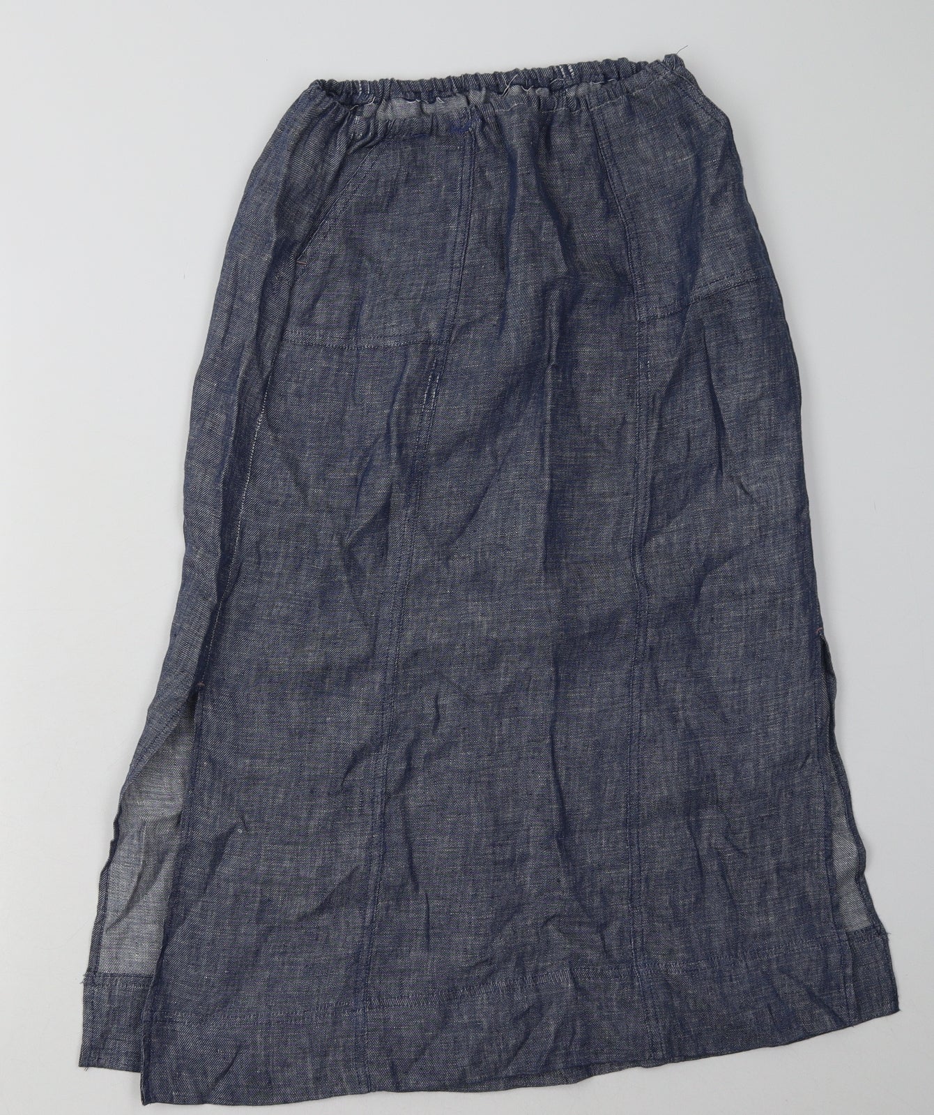 White Stuff Womens Blue  Linen A-Line Skirt Size 8