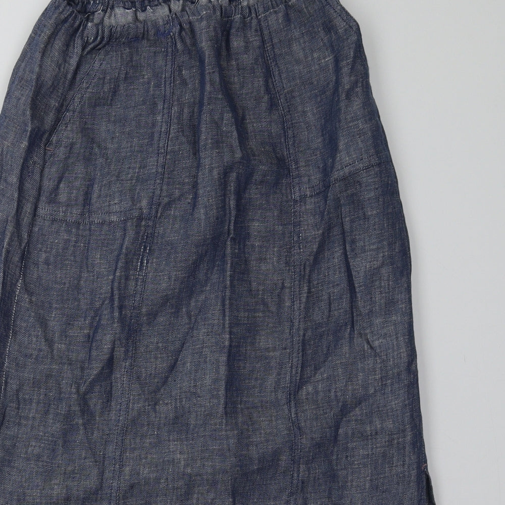White Stuff Womens Blue  Linen A-Line Skirt Size 8