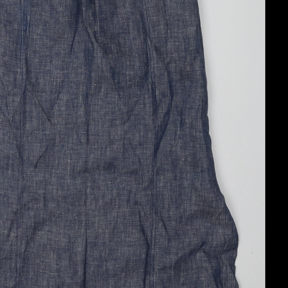 White Stuff Womens Blue  Linen A-Line Skirt Size 8