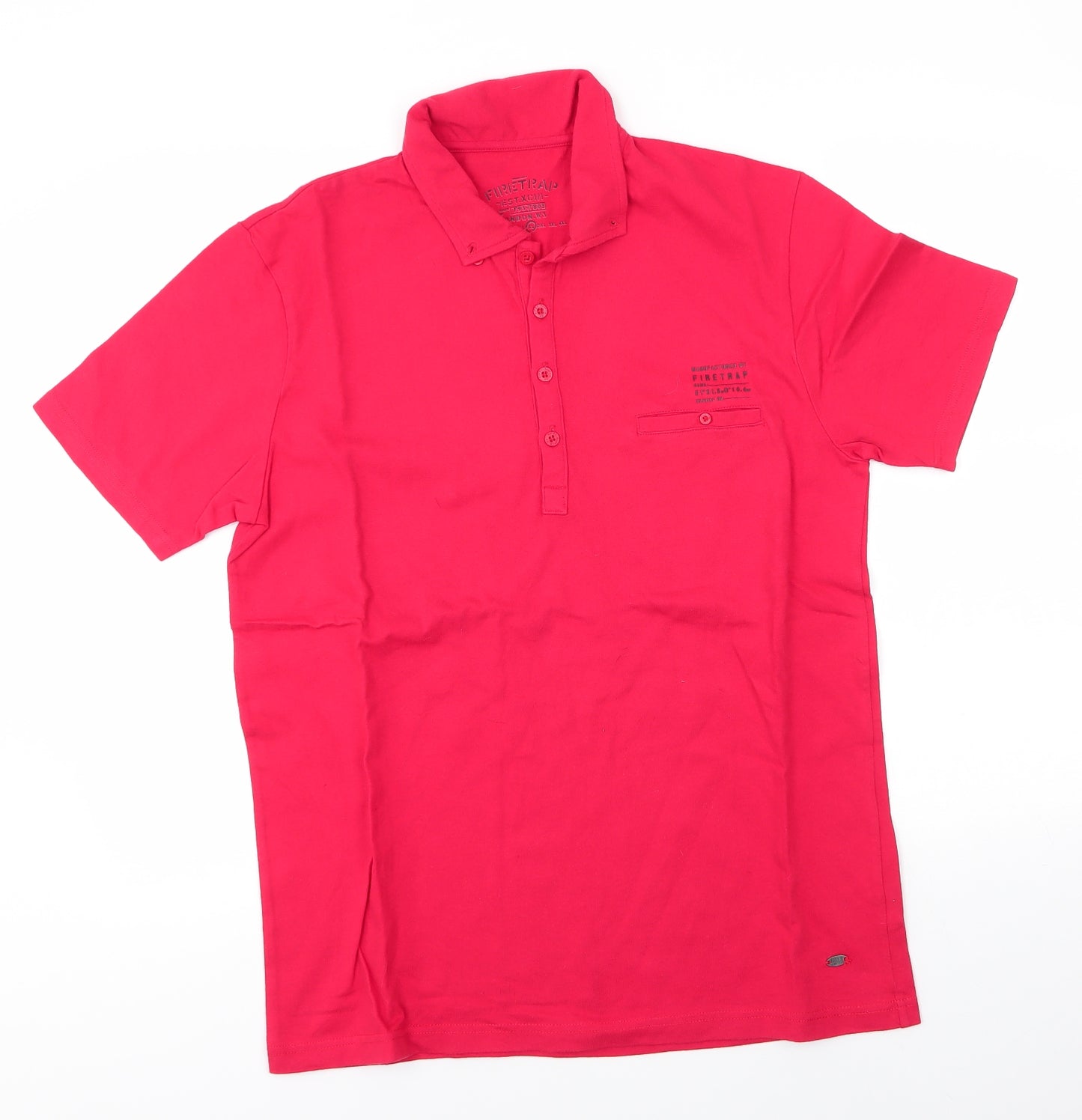 Firetrap Mens Red  100% Cotton  Polo Size XL Collared