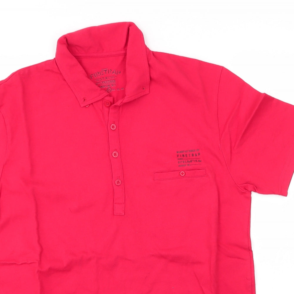 Firetrap Mens Red  100% Cotton  Polo Size XL Collared
