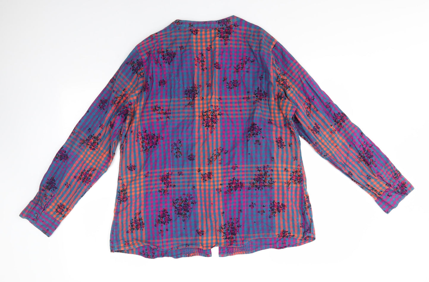 M&S Womens Multicoloured Floral 100% Cotton Basic Blouse Size 18 V-Neck