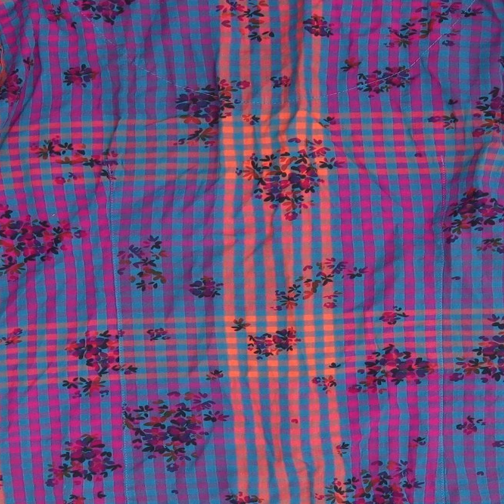 M&S Womens Multicoloured Floral 100% Cotton Basic Blouse Size 18 V-Neck