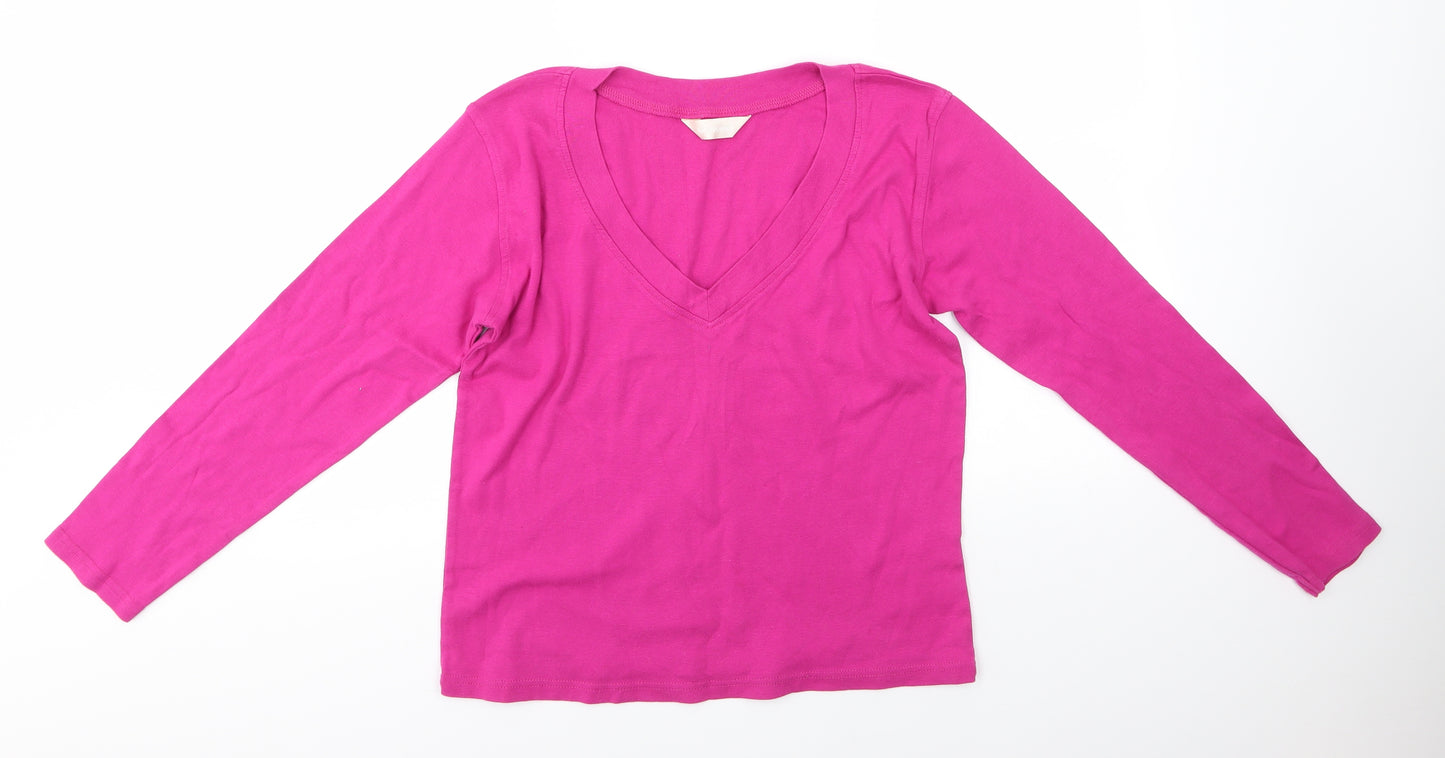 For Women Womens Pink  100% Cotton Basic Blouse Size 18 V-Neck