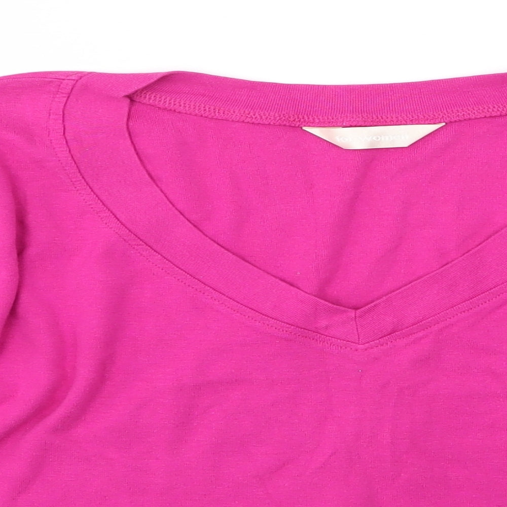 For Women Womens Pink  100% Cotton Basic Blouse Size 18 V-Neck
