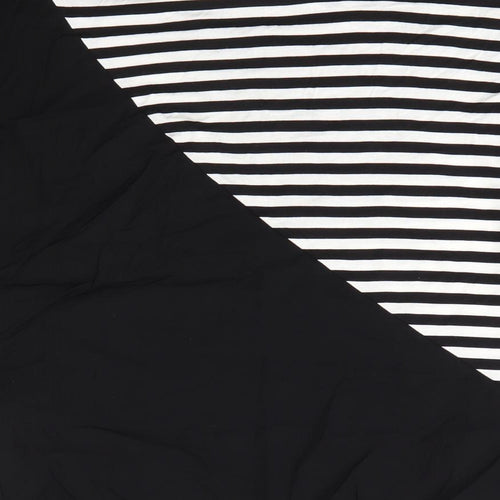 Avon Womens Black Striped Viscose Basic Blouse Size 14 Round Neck