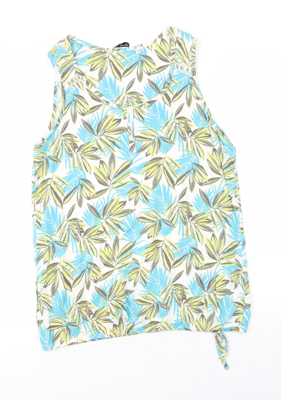 Debenhams Womens Blue Floral 100% Cotton Basic Tank Size 18 Round Neck