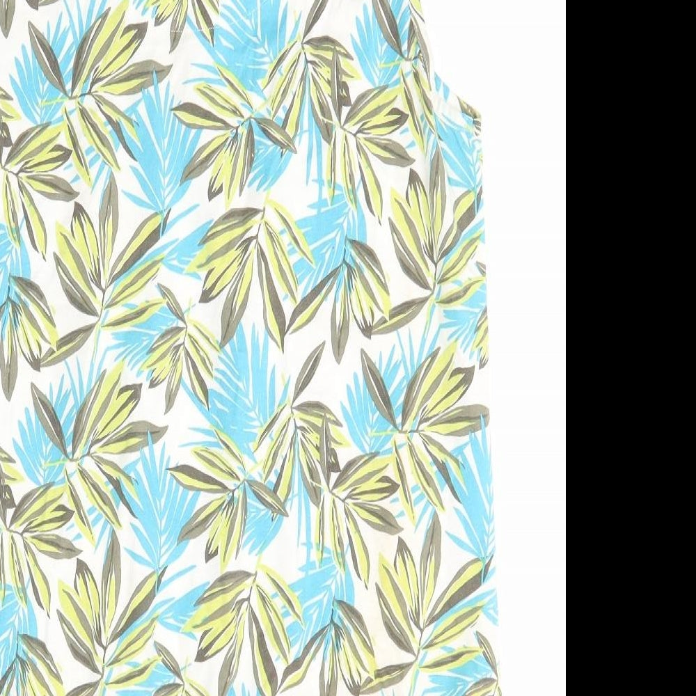 Debenhams Womens Blue Floral 100% Cotton Basic Tank Size 18 Round Neck