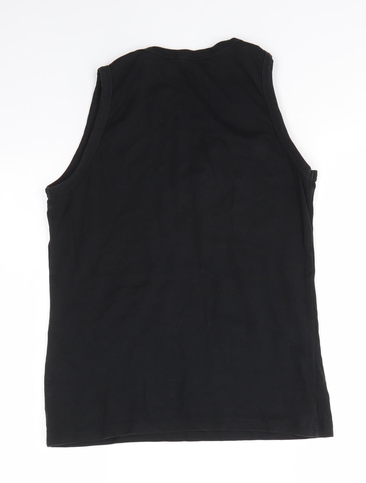 Priimark Womens Black  100% Cotton Basic Tank Size 16 V-Neck