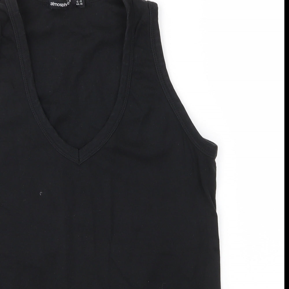 Priimark Womens Black  100% Cotton Basic Tank Size 16 V-Neck