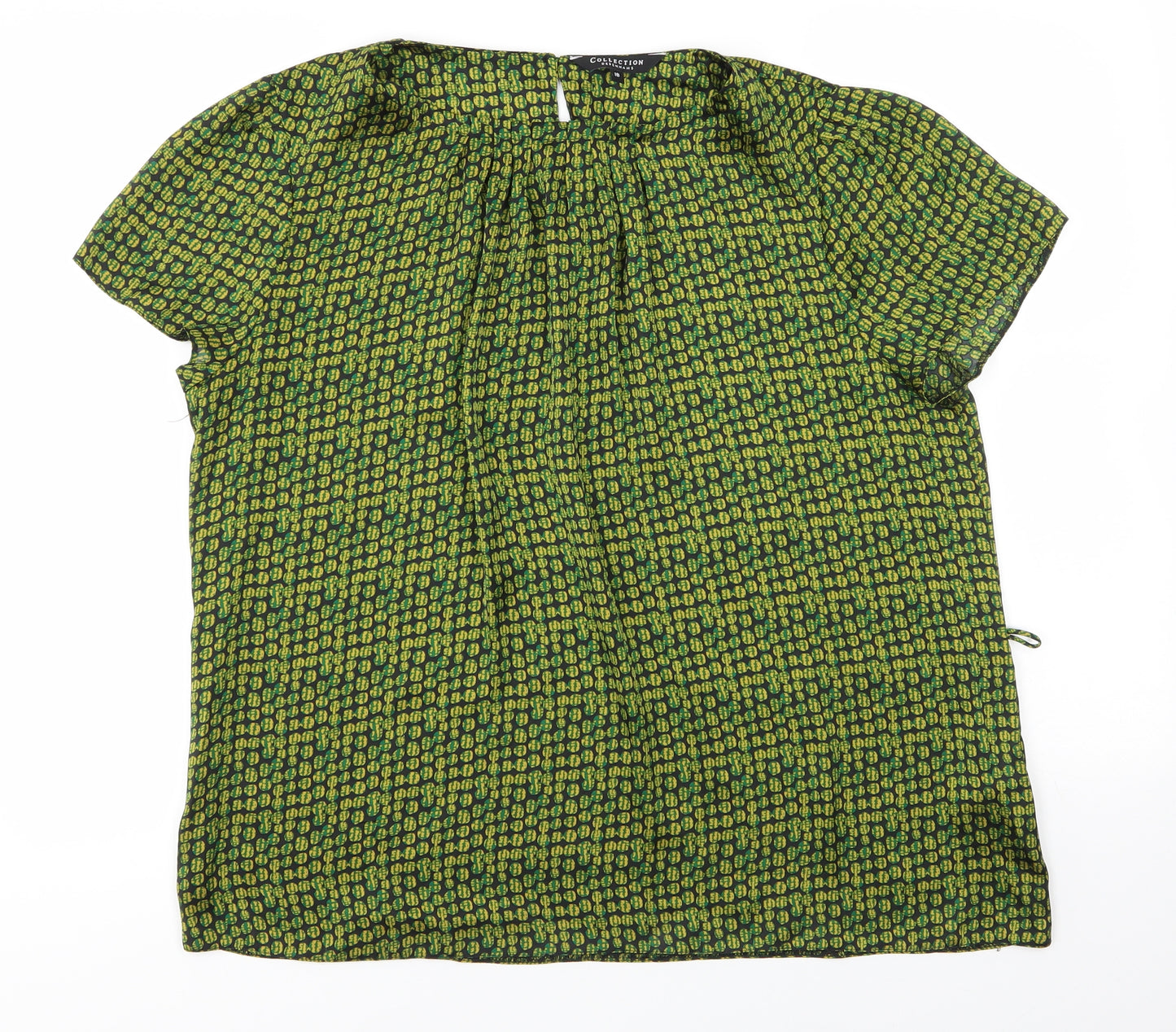 Debenhams Womens Green Polka Dot Polyester Basic Blouse Size 18 Round Neck