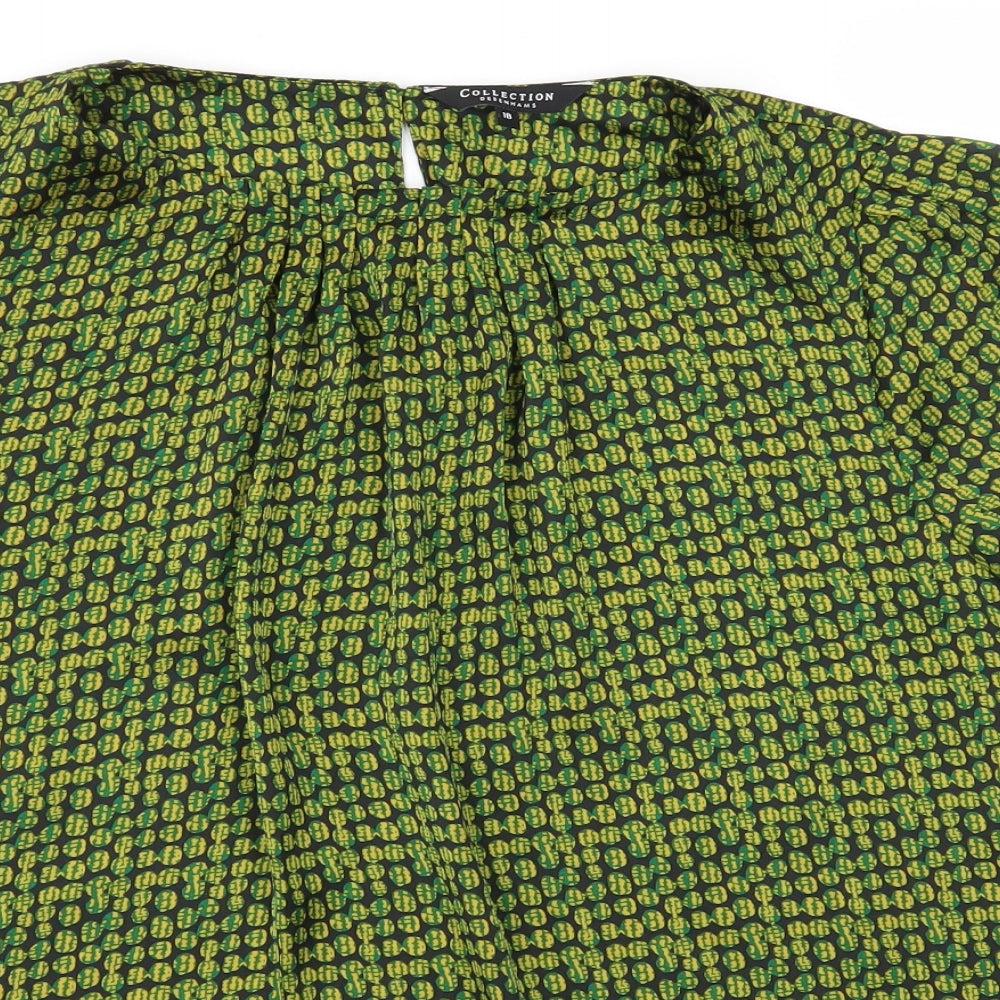 Debenhams Womens Green Polka Dot Polyester Basic Blouse Size 18 Round Neck
