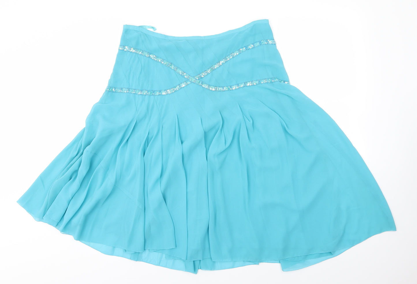 Amanda Wakeley Womens Blue  Polyester A-Line Skirt Size 16