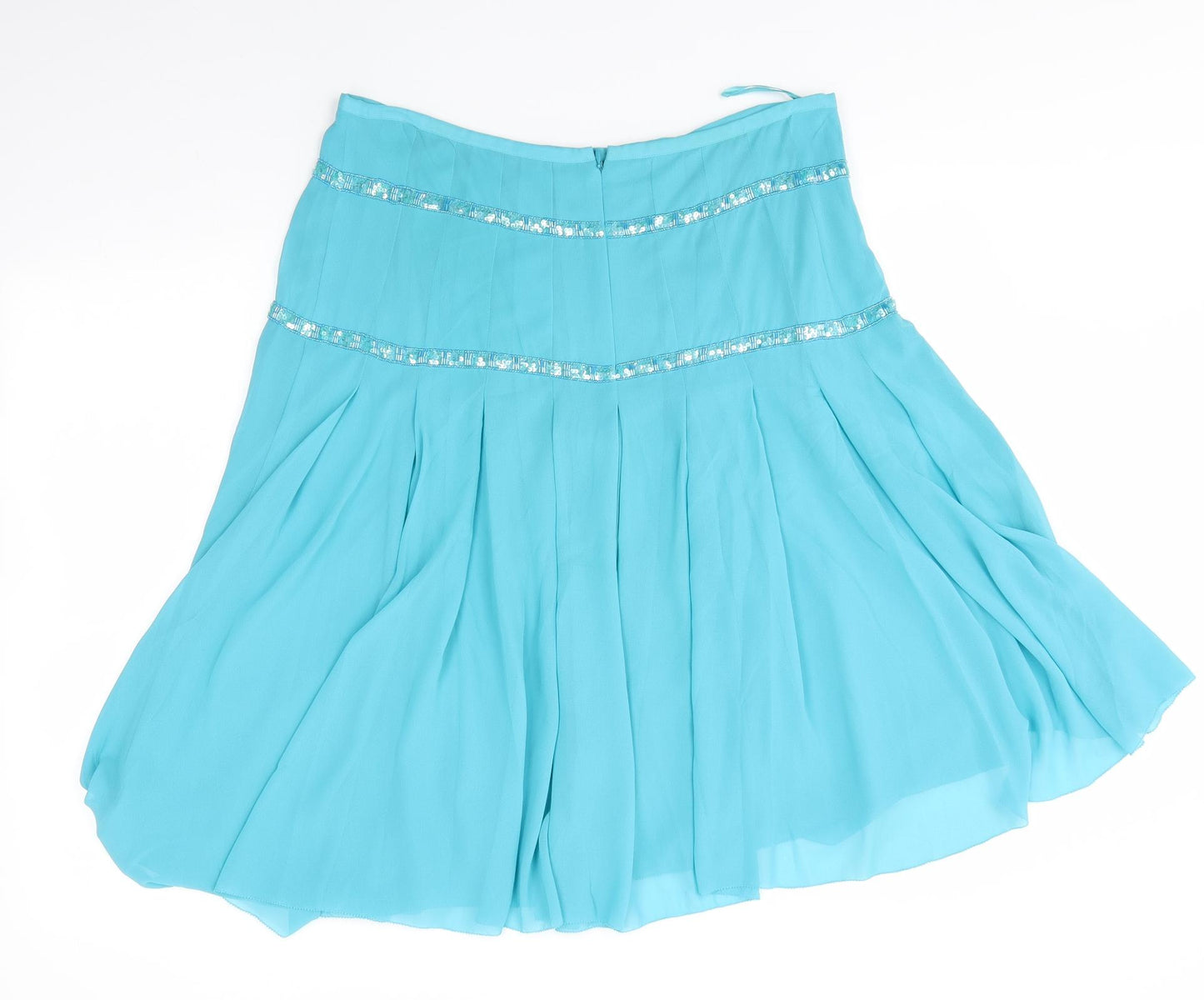 Amanda Wakeley Womens Blue  Polyester A-Line Skirt Size 16