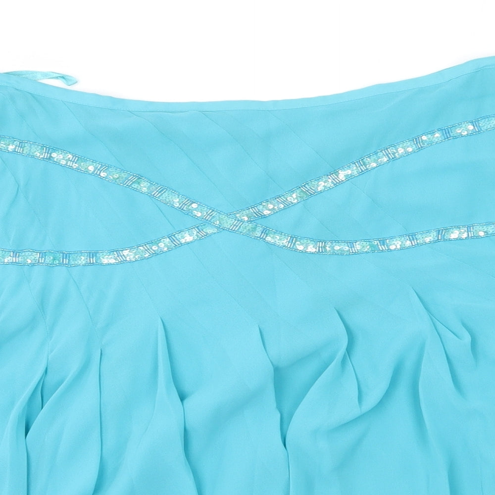 Amanda Wakeley Womens Blue  Polyester A-Line Skirt Size 16