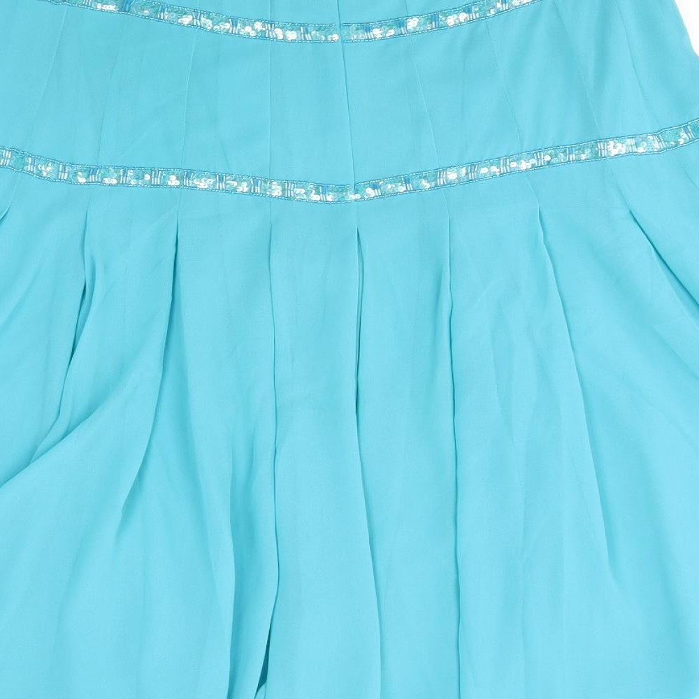Amanda Wakeley Womens Blue  Polyester A-Line Skirt Size 16