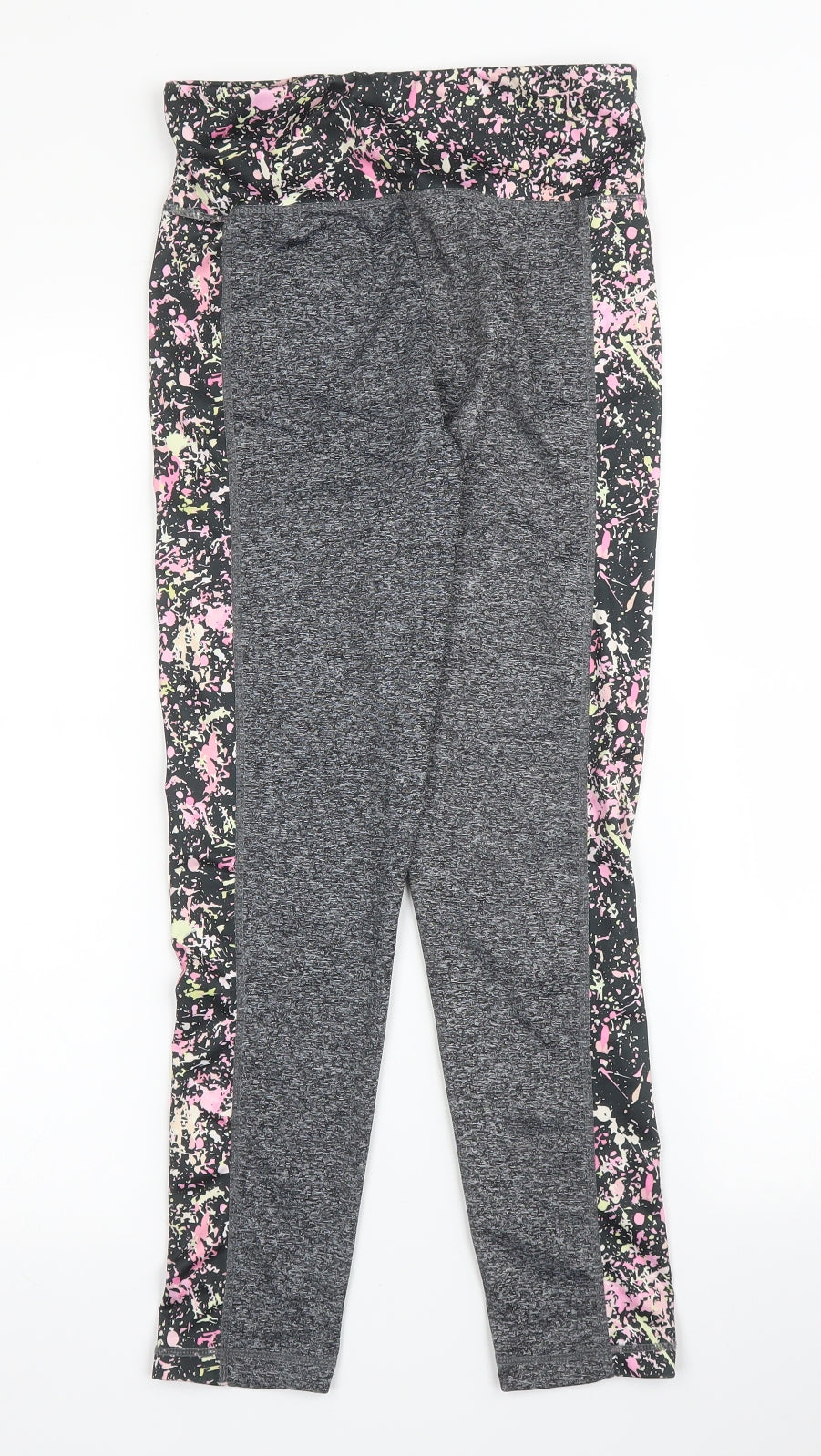 Primark Girls Grey Flecked Polyester Carrot Trousers Size 12 Years L24 in Regular