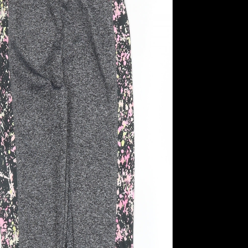 Primark Girls Grey Flecked Polyester Carrot Trousers Size 12 Years L24 in Regular