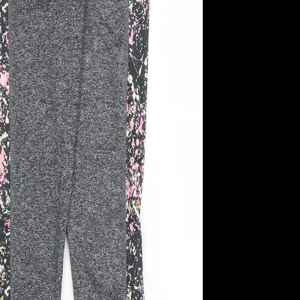 Primark Girls Grey Flecked Polyester Carrot Trousers Size 12 Years L24 in Regular