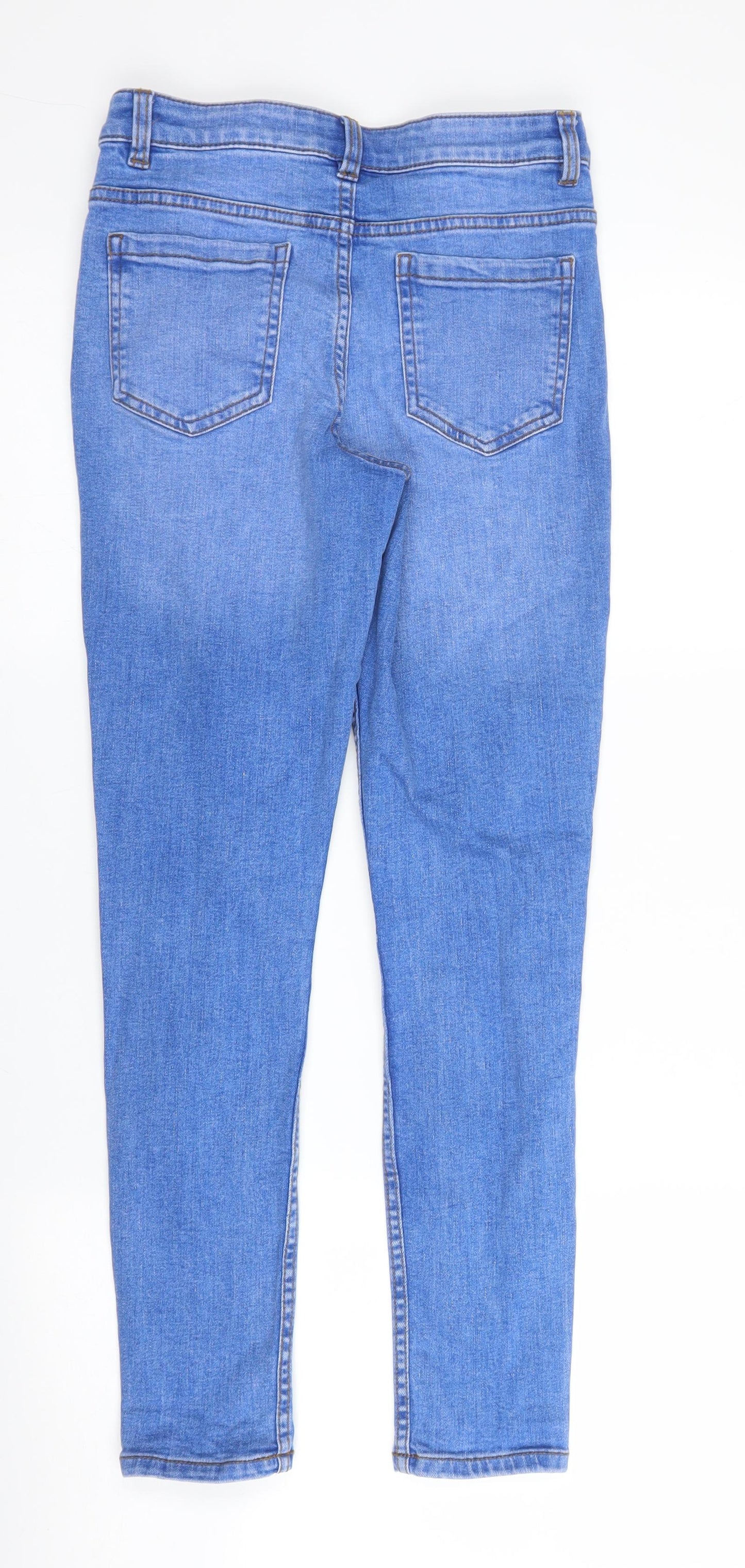 Peacocks Girls Blue  Cotton Skinny Jeans Size 11-12 Years L25 in Regular Zip