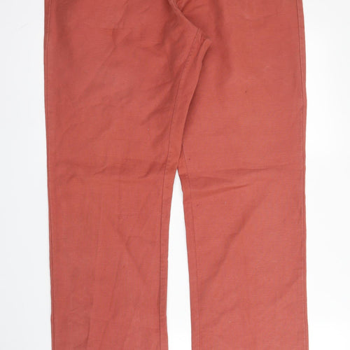 RJR.John Rocha Mens Orange  Cotton Chino Trousers Size 36 in L33 in Regular Zip